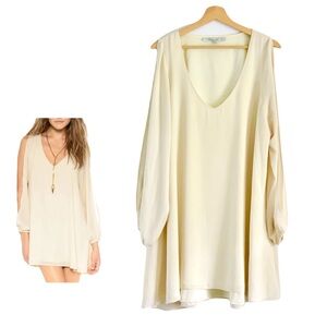 LOVERS + FRIENDS Gracie Split Sleeve Mini Dress Cream Winter White Size Large